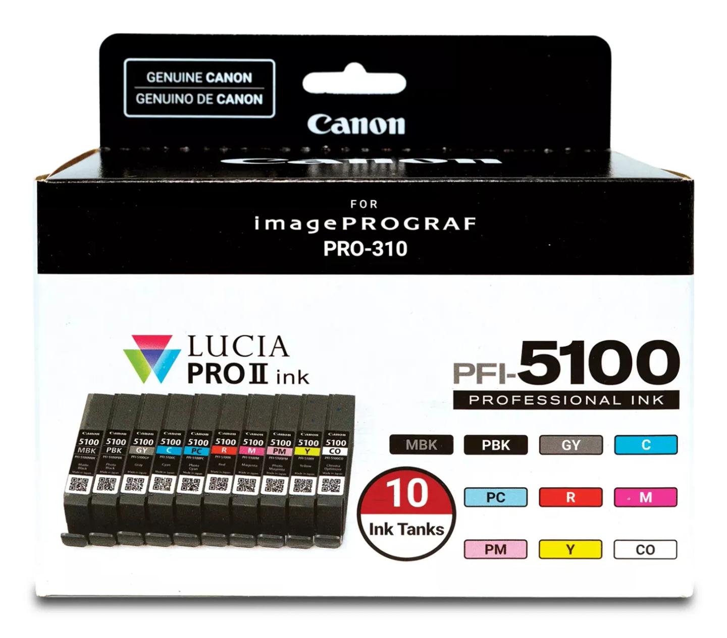 Set INK Canon PFI-5100, 6951C009, 10 Fishekë, për Printer Canon imagePROGRAF PRO-310