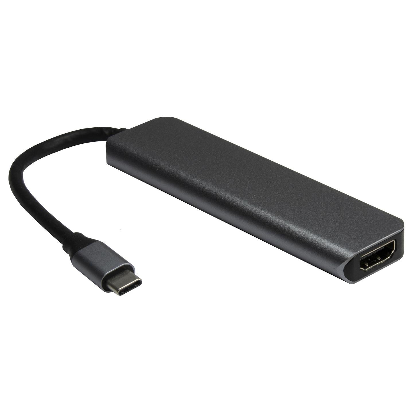 Adapter USB-C Inter-Tech Argus H-469-01, 5-in-1, USB 3.2 Gen 1, 2x USB-A, USB-C, HDMI 2.0, Power Delivery 100W - Zezë