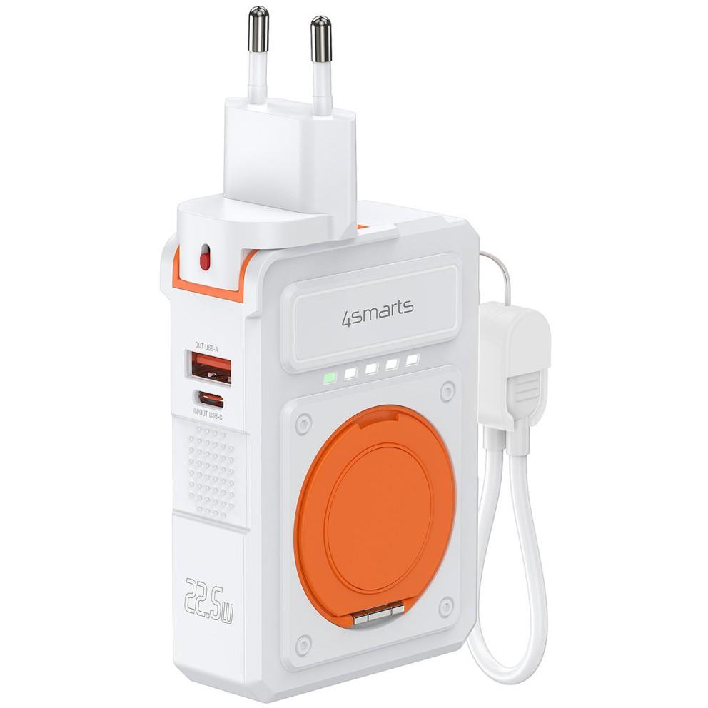 PowerBank 4smarts 6in1 Hybrid Charger / 10000mAh / USB-C 20W / USB-A 22.5W / Qi 15W - Bardhë - 3