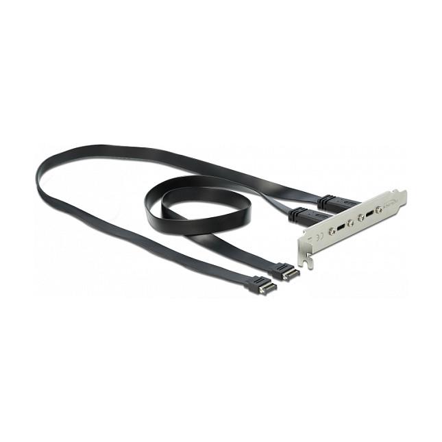 Adapter USB DeLOCK 89935, 2x USB Type-E Key-A në 2x USB-C Femër, 50cm, USB 10 Gbps – Zezë - 2