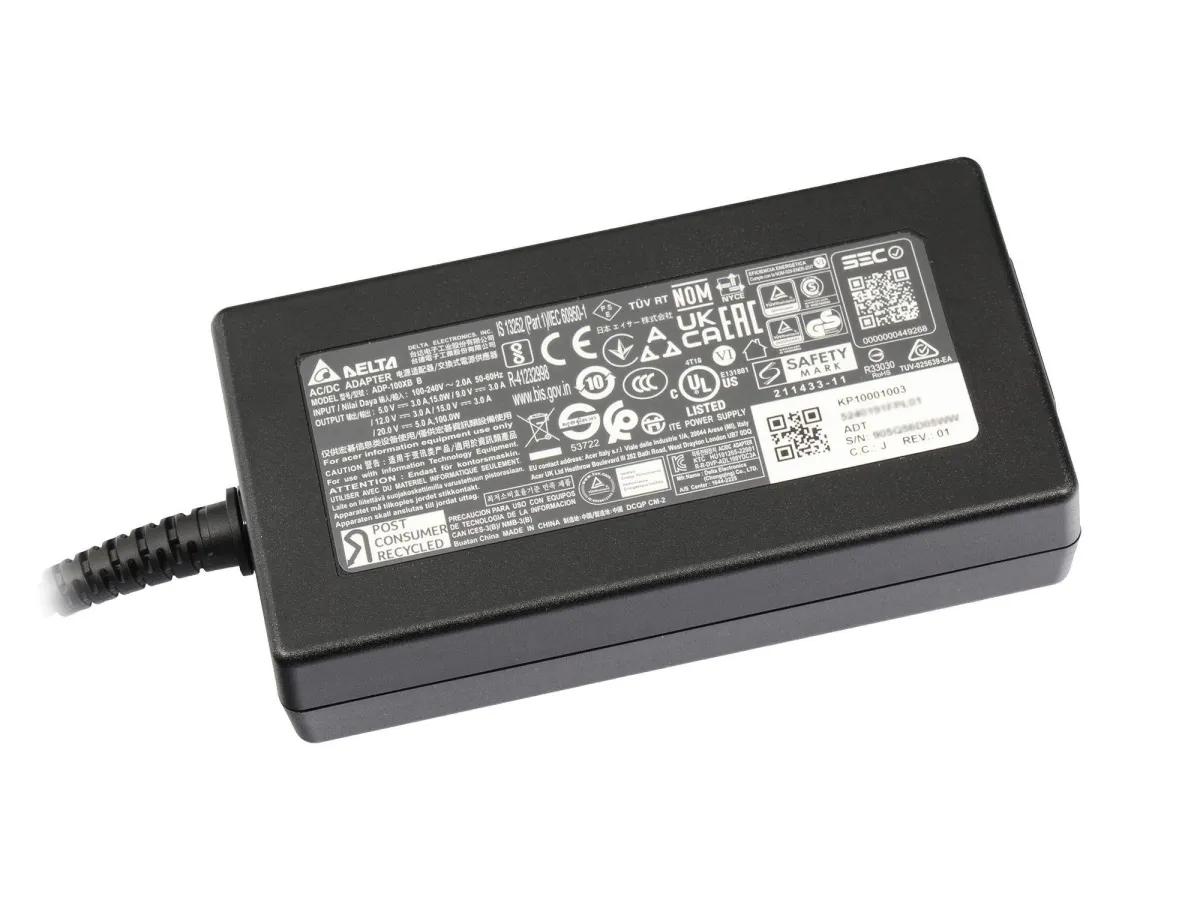 Adapter për Laptop Acer ADP-100XB, USB-C, 100W, 5V/9V/12V/15V/20V, 5A - Zezë