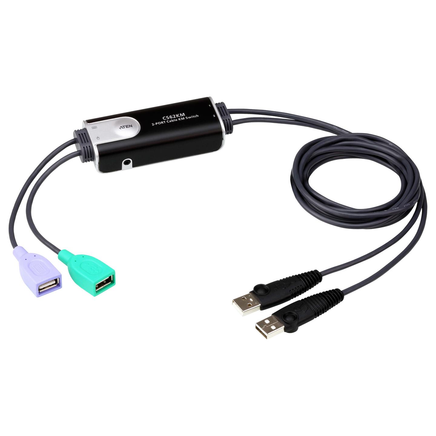 KVM Switch ATEN CS62KM-AT, 2 Porta USB, Boundless KM, Kabllo 1.8 m