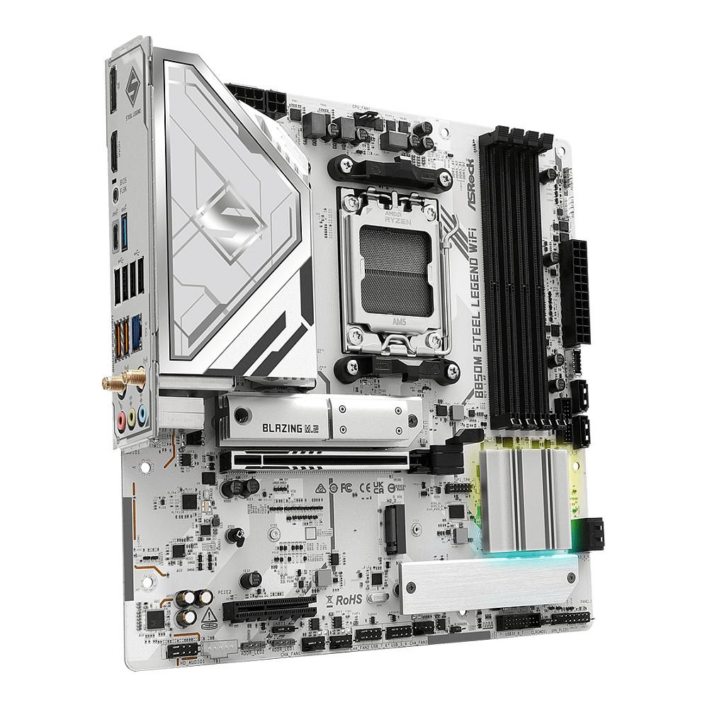 Pllakë Amë MB AMD ASRock B850M Steel Legend WiFi, AM5, B850, Micro ATX, DDR5, WiFi 7, 2.5GbE - 3