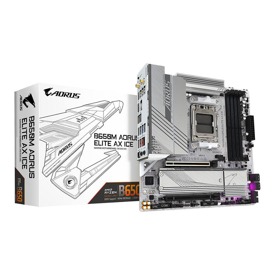 Pllakë Amë Gigabyte B650M A ELITE AX ICE DDR5 mATX - 1
