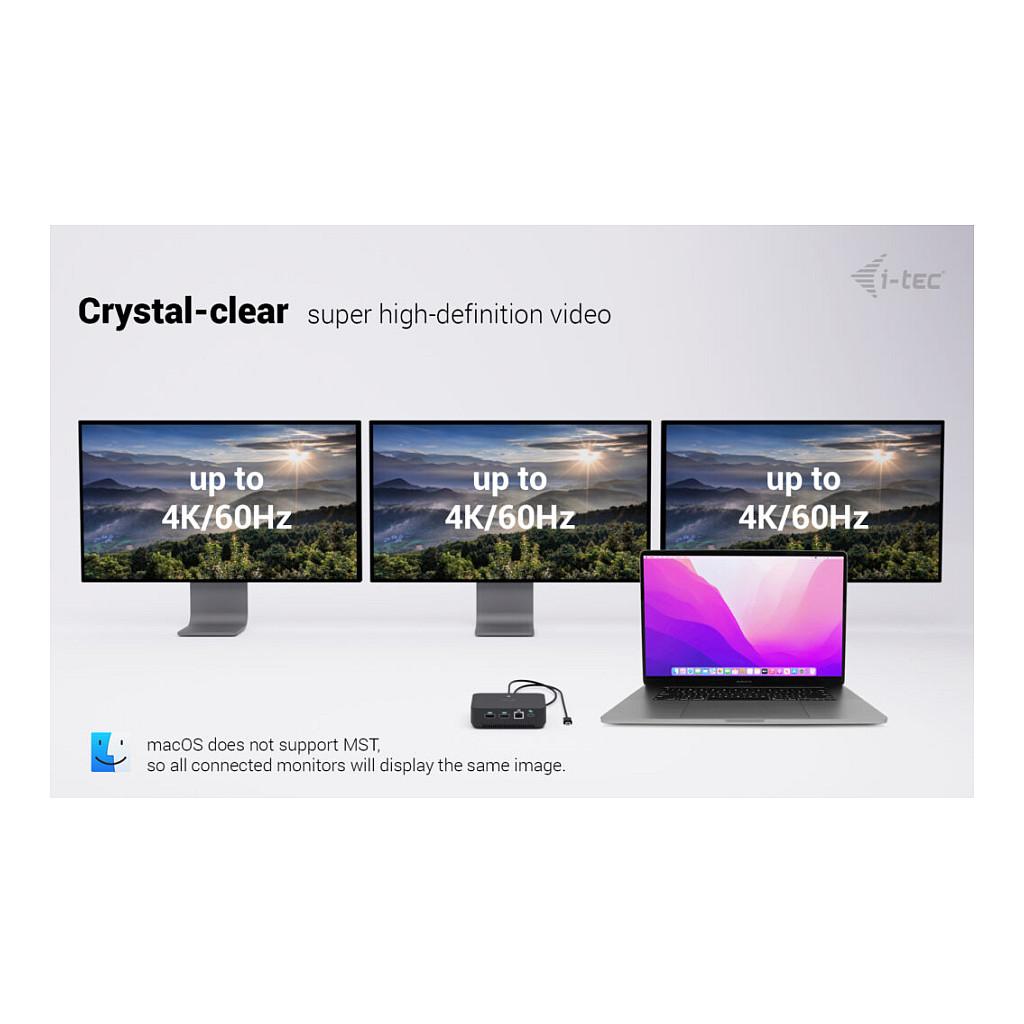 Docking Station i-tec C31TRIVIDPRO100W, USB-C, 2x HDMI, 1x DisplayPort++, 6x USB, Power Delivery 100W, Karikues USB-C 100W - Zezë - 7