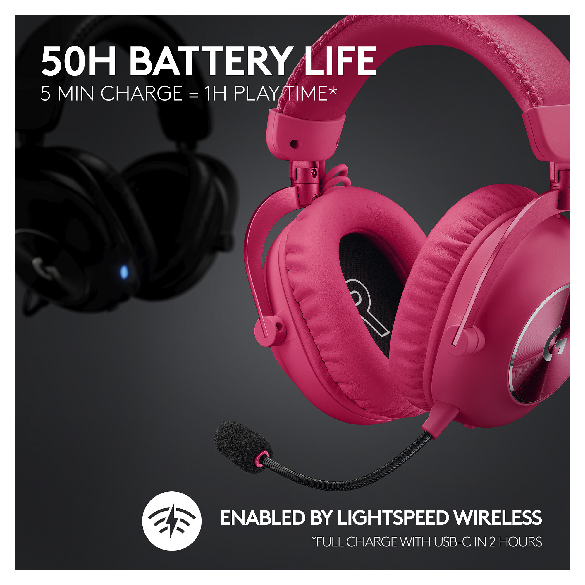 Kufje Gaming Logitech PRO X 2 Lightspeed Wireless - Rozë - 9