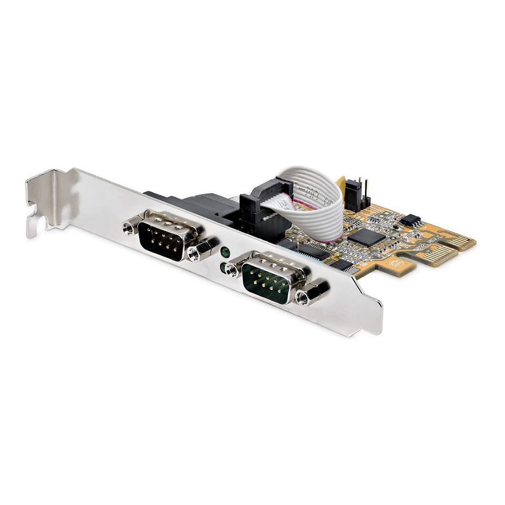 Kartë Zgjerimi StarTech.com 21050-PC-SERIAL-LP, PCIe 2.0 x1, 2x Serial RS-232 DB9, 921.6 Kbps - Verdhë