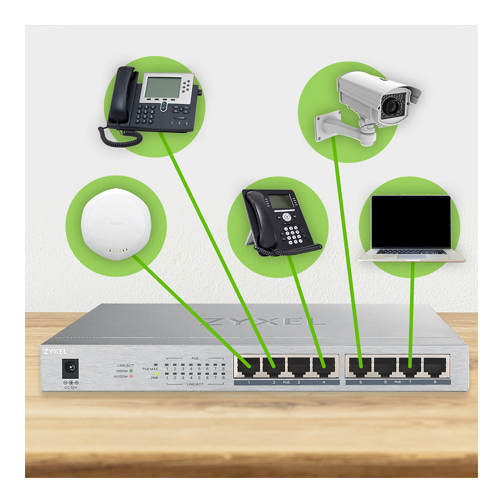 Switch 8P Zyxel GS-1008HP POE - 7