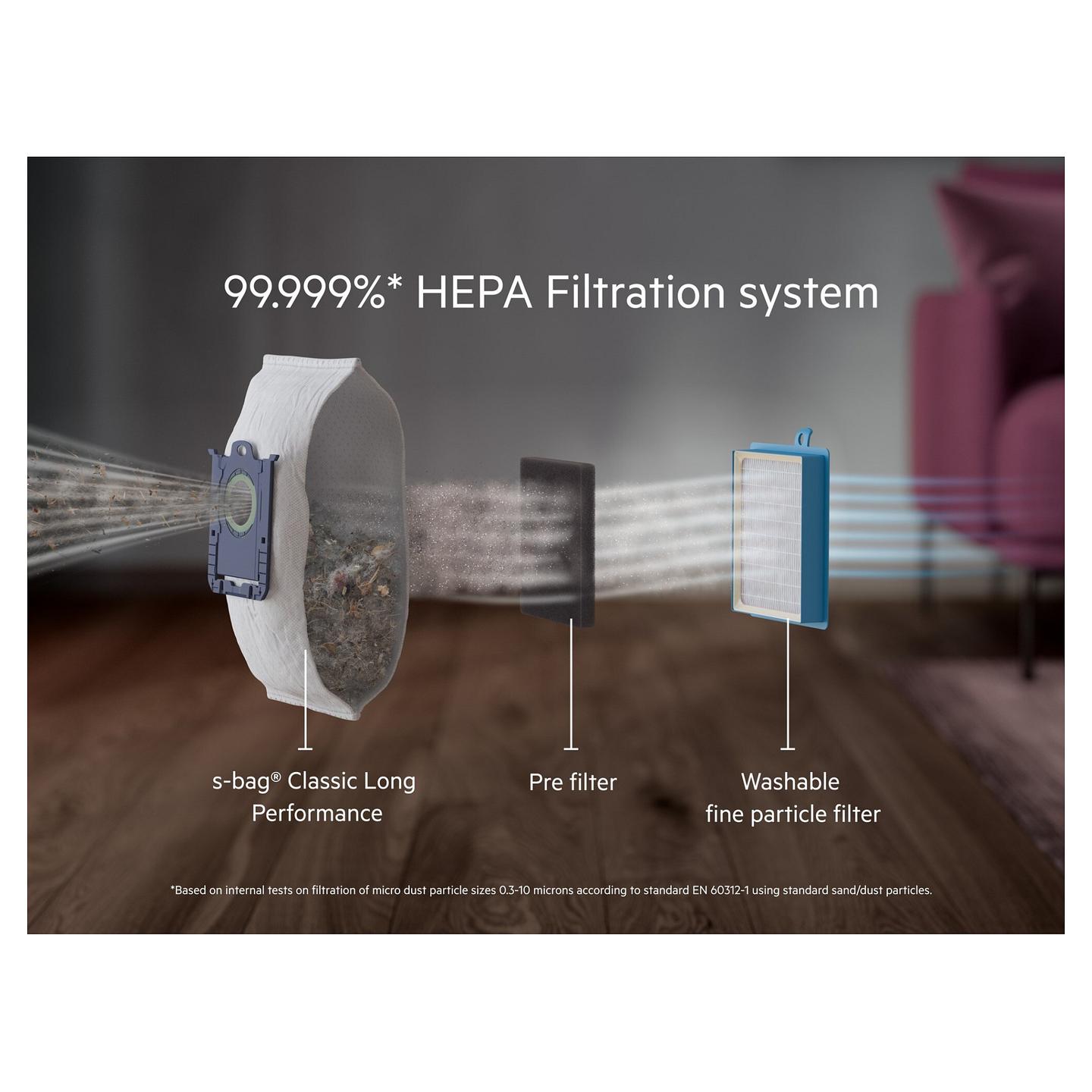 Fshesë me Vakum AEG VX82-1-5DB / 600W / 185AW / HEPA / PureSound / 57dB / 3.5L / 12m – Zezë/Blu - 7