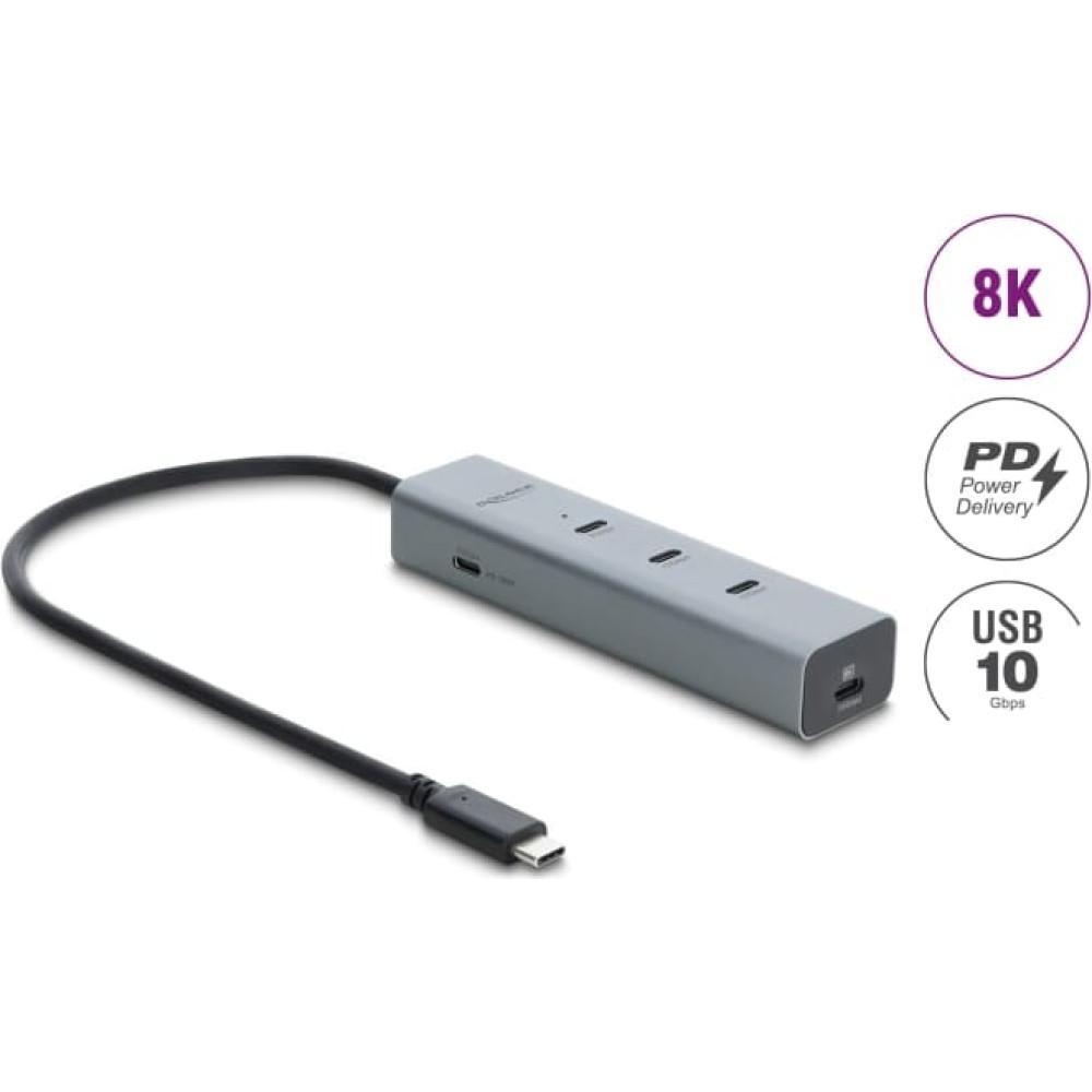 Hub USB-C DeLOCK 64379, 5x USB-C, 10Gbps, dalje video 8K, PD 3.0 100W - Hiri