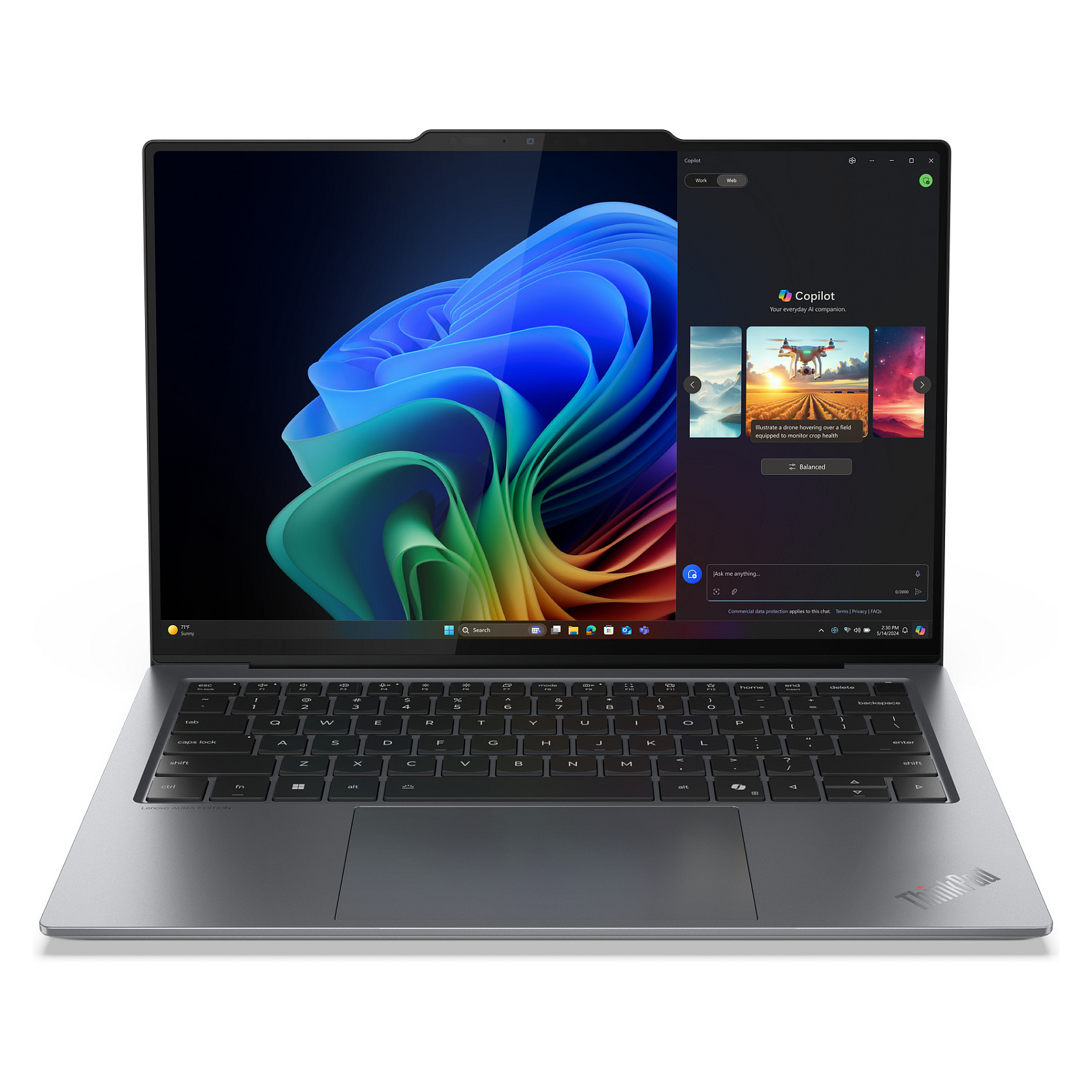 Laptop Lenovo AI ThinkPad X9-14 G1 21QA / Ultra 5 228V / 32GB LPDDR5 / 512GB / 14" WUXGA OLED / Intel Arc Graphics 130V / DE  / Gri - 1