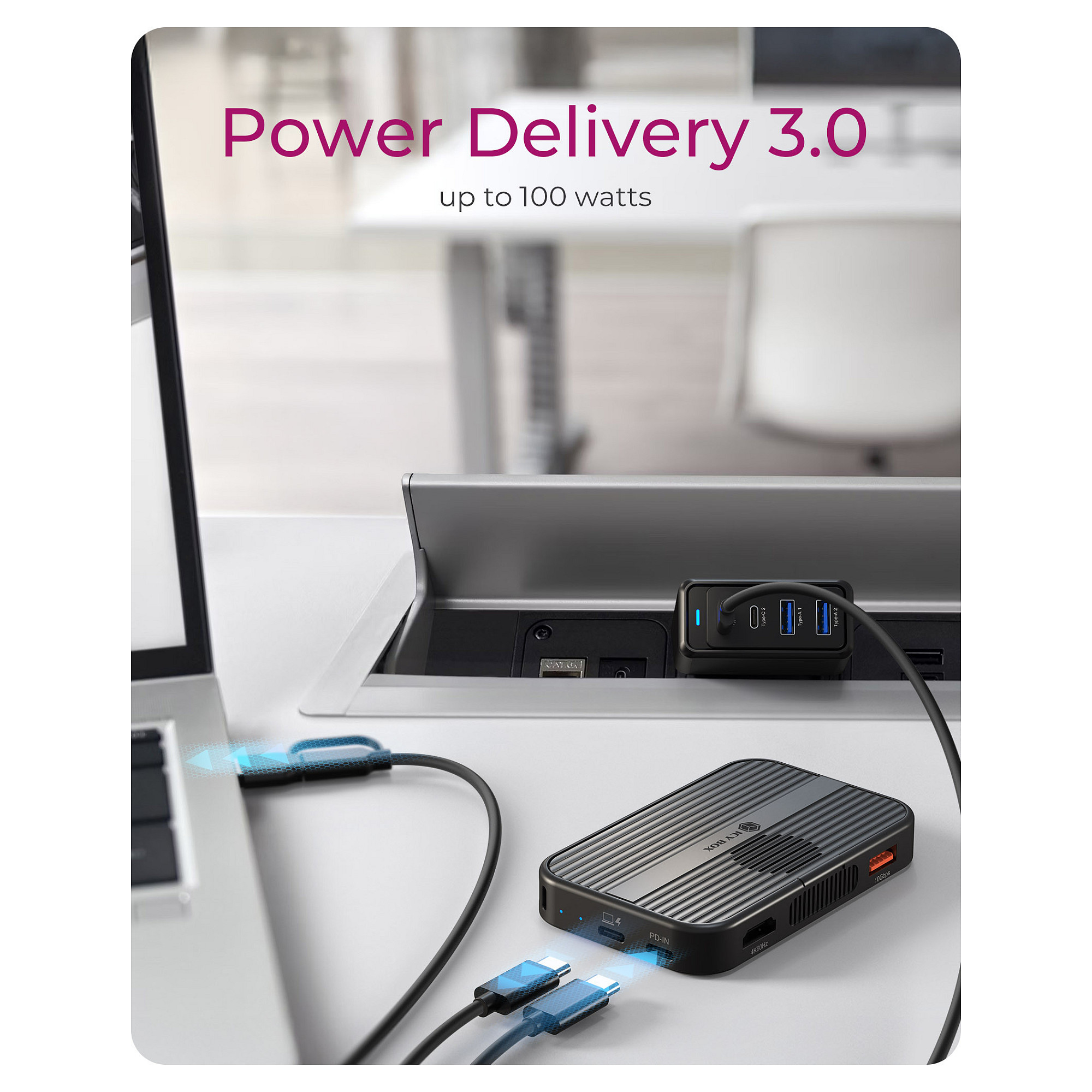 Docking Station ICY BOX IB-DK4071M-CU31 / USB-A / USB-C / HDMI / SD-microSD / M.2 NVMe-SATA / 100W PD – Zezë - 5