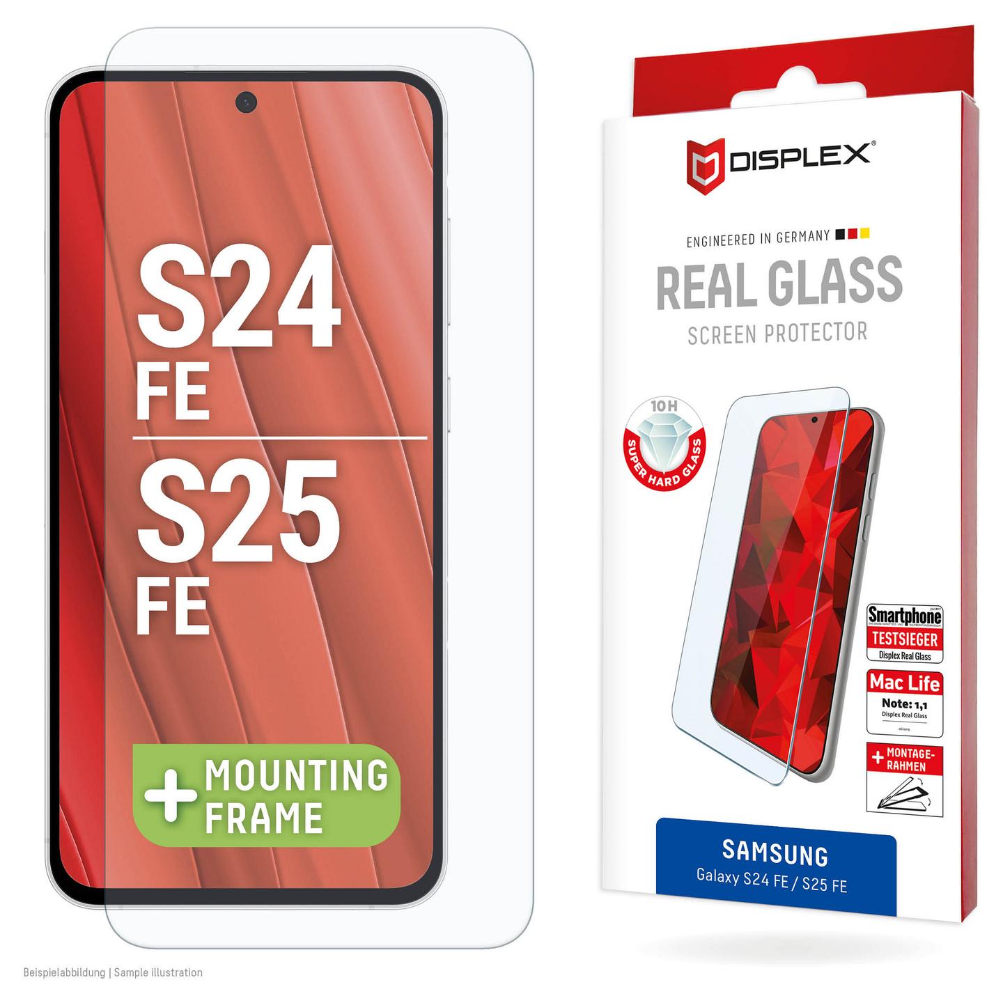 Mbrojtëse Ekrani Displex 02194 / Galaxy S25 FE / S24 FE / 10H / 2D / Eco Mounting Frame - Transparent