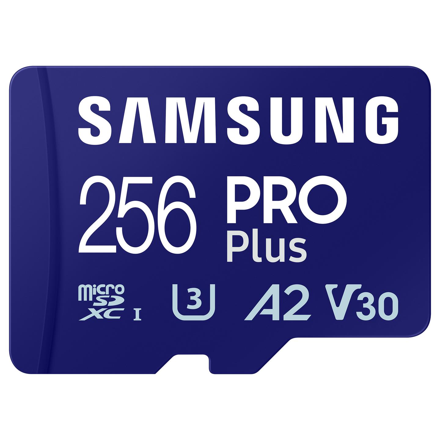 Kartë Memorie microSD Samsung PRO Plus 256GB, UHS-I, U3, V30, A2, 180 MB/s Lexim, 130 MB/s Shkrim