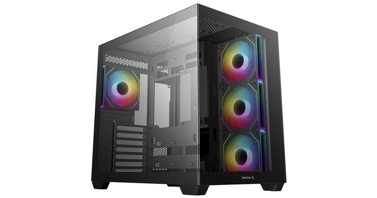 Kasë DeepCool CG530 4F / ATX Mid-Tower / Panoramic / 4x120mm ARGB / USB Type-C / Xham i Temperuar – Zezë