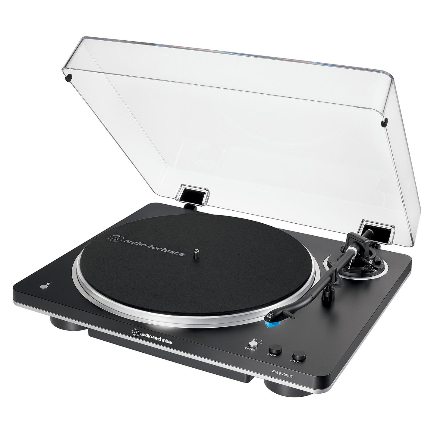Gramafon Audio-Technica AT-LP70XBT, Me rrip, Plotësisht automatik, Bluetooth, A2DP, Adapter AC - Zezë, argjend