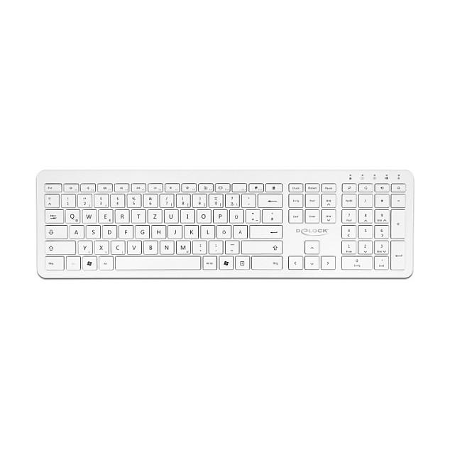 Tastierë pa kabllo DeLOCK 12014, USB, QWERTZ, Full-size, 2.4GHz, Multimediale, Flat - Bardhë - 3