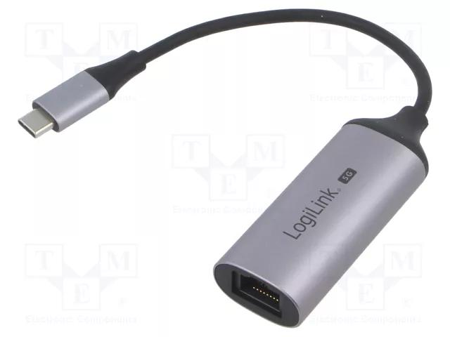 Adapter USB LogiLink UA0456, USB-C në RJ45, USB 3.2 Gen 1, Ethernet 5Gbps, alumin - Hiri