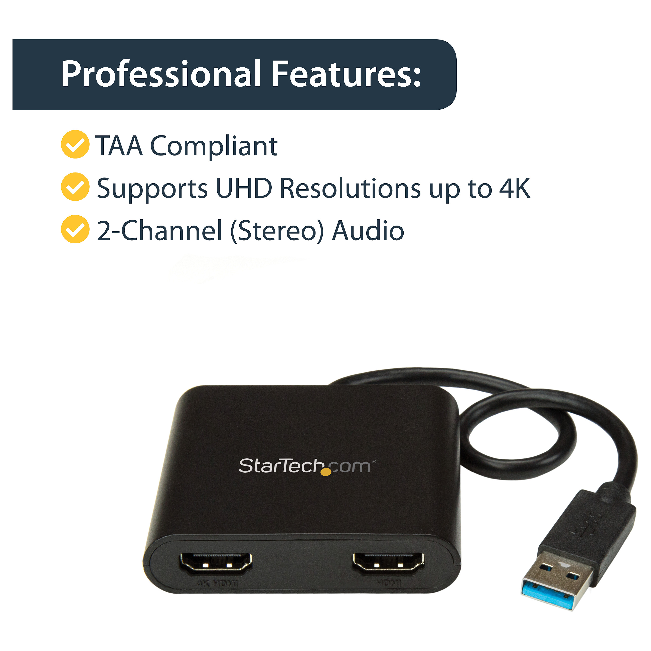Adapter StarTech USB 3.0 to Dual HDMI –  4K 30Hz & 1080p  / USB-A / Windows - 9