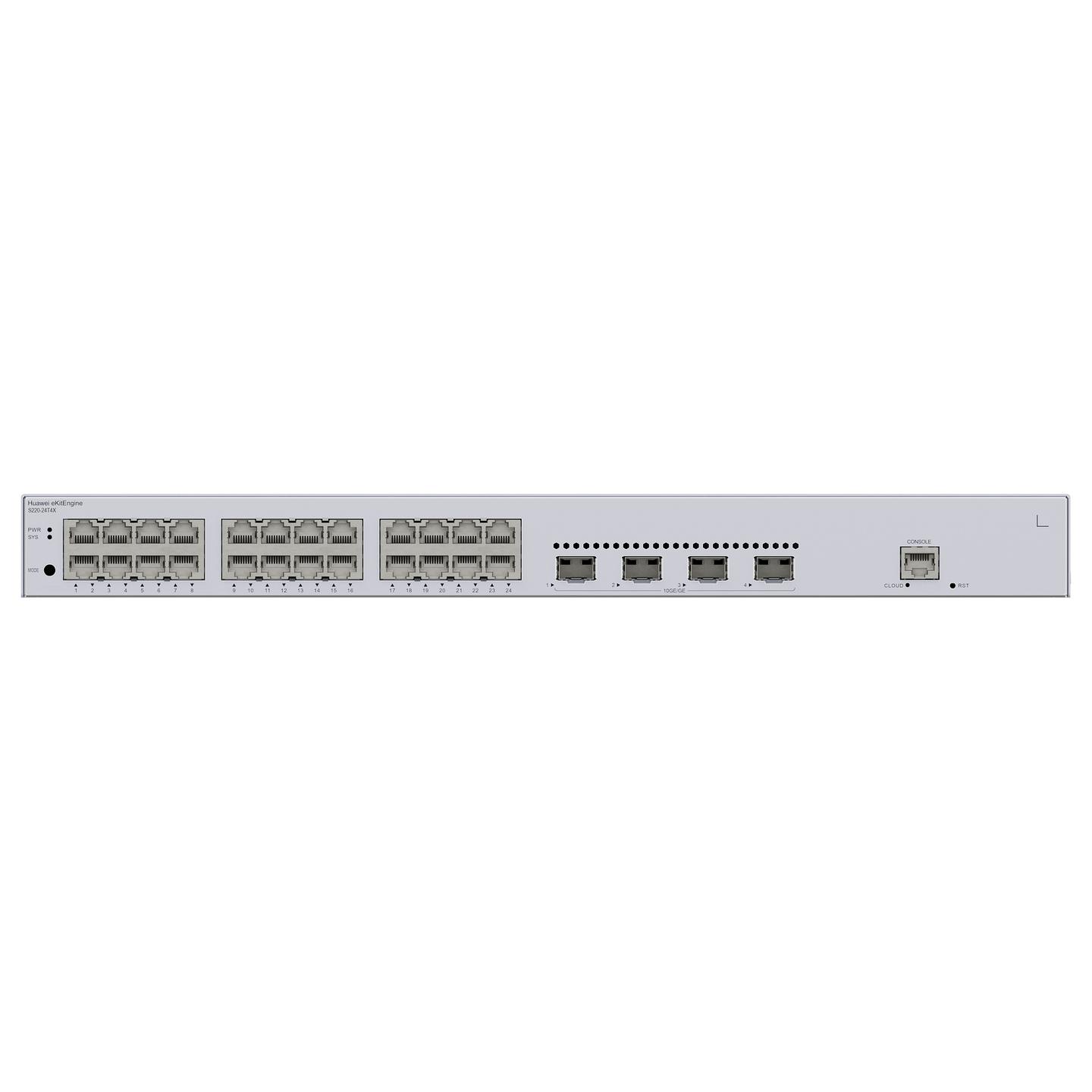 Switch Huawei eKitEngine S220-24T4X, 24x Gigabit Ethernet RJ45, 4x 10G SFP+, 128Gbps, Layer 2 Managed, Rack 1U - Hiri - 2