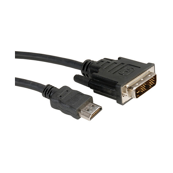 Kabllo DVI ROLINE / DVI-D në HDMI / 2m / 1920×1200 60Hz - Zezë