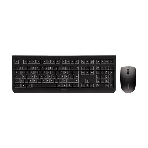 Set tastierë dhe maus me kabllo CHERRY DW 3000 / USB / AZERTY Francez / 1200 DPI / 3 butona - Zezë