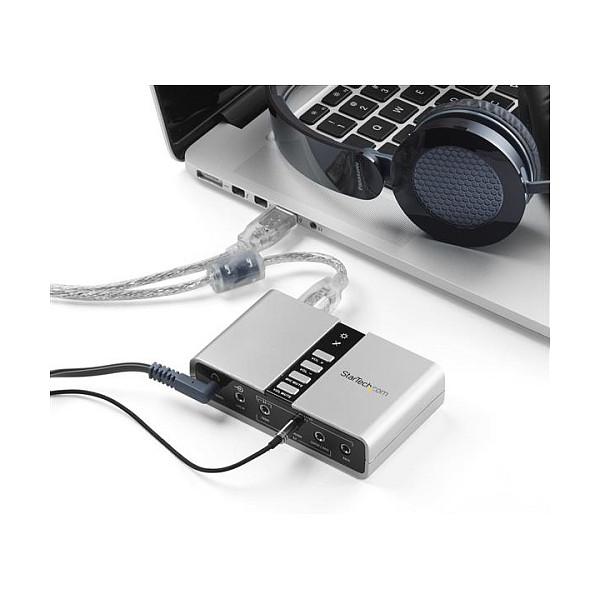 Kartë e Zërit StarTech.com ICUSBAUDIO7D, USB 2.0, 7.1 Kanale, S/PDIF, C-Media CM6206 - Gri - 4