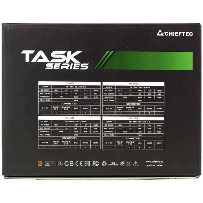 Furnizues Energjie Chieftec TASK TPS-700S, 700W, 80 PLUS Bronze, ATX 2.3, Non-Modular, 2x PCIe 6+2 pin – Zezë - 3