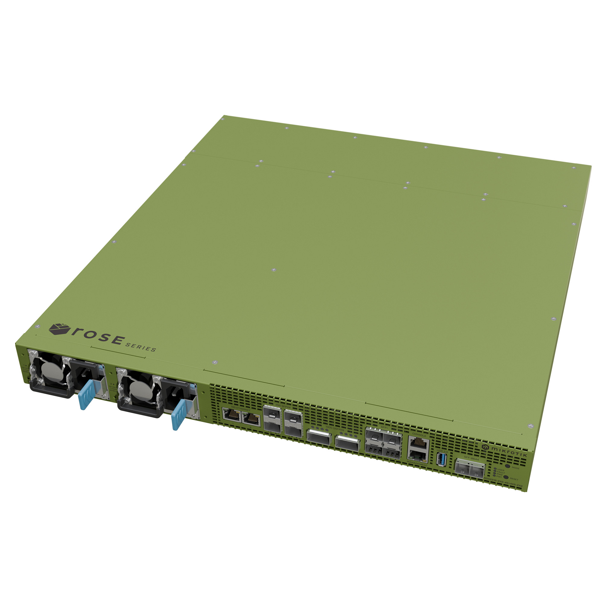 MikroTik ROSE Data Server RDS2216-2XG-4S+4XS-2XQ. 2x 100G QSFP. 4x 25G SFP28. 4x 10G SFP+. 2x 10G RJ45 - 1