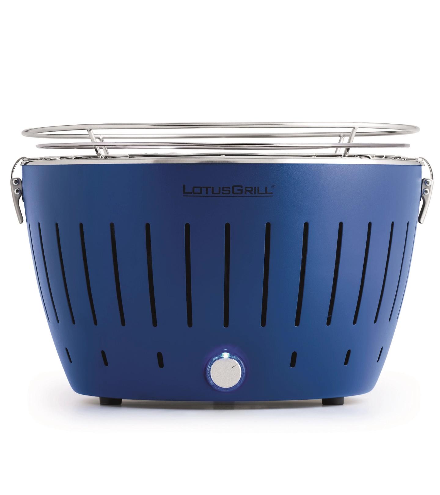 Grill LotusGrill G34 U BL, 32cm, me Qymyr, me Ventilator, USB, 4x AA - Blu