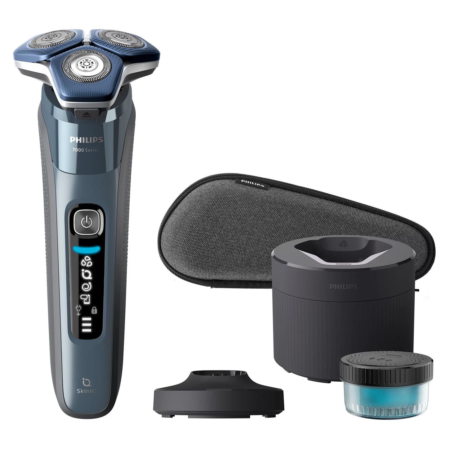Makinë e rrojës Philips Series 7000 S7882/55 / SkinIQ / 45 SteelPrecision / 360-D Flex / Bluetooth / Wet & Dry / 60 Min – Blu/Argjend - 1