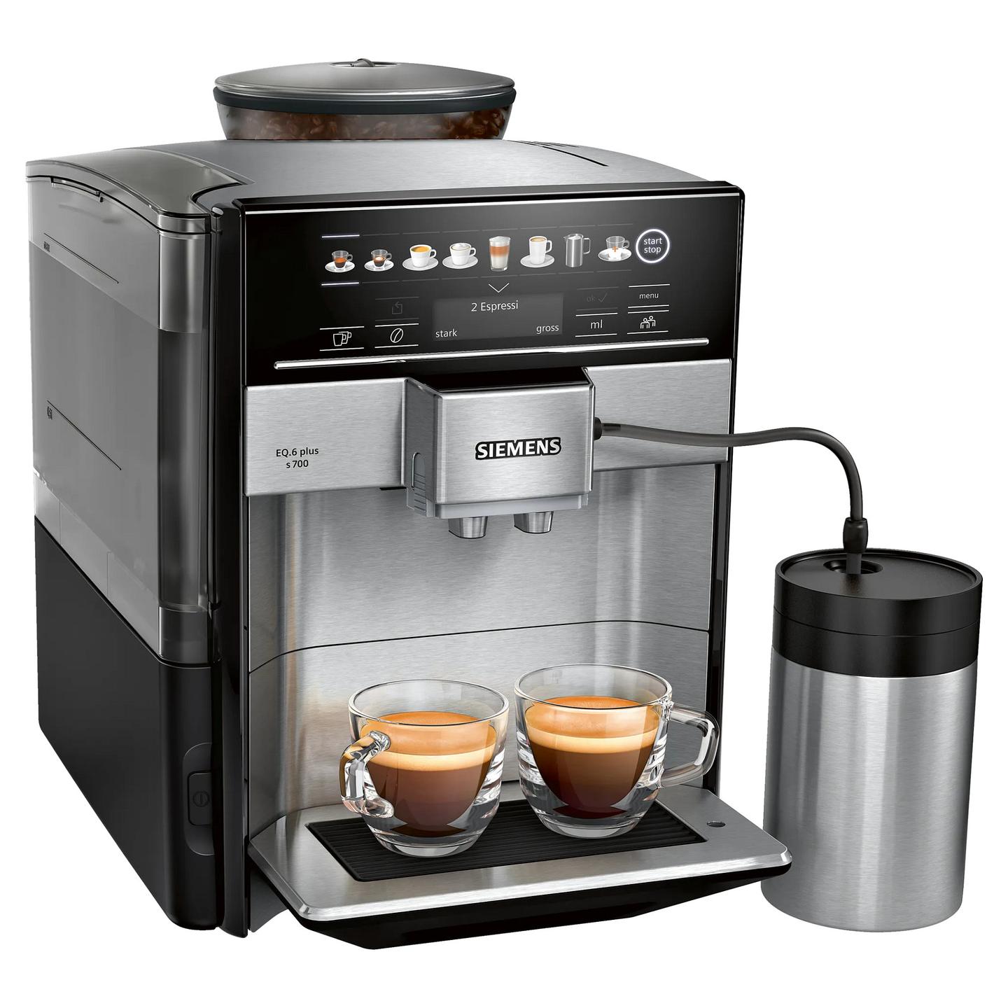 Aparat për Kafe Siemens EQ.6 plus s700 TE657M03DE, 1500 W, 19 bar, 1.7 L – Zezë/Argjend - 1