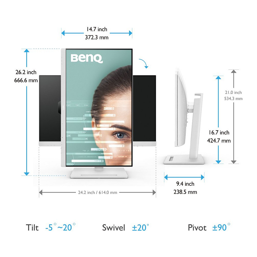 Monitor BenQ GW2790QT / 27" / QHD IPS LCD / 75Hz / 5ms / USB-C+HDMI+DP+USB - Zezë - 4