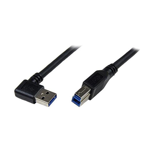 Kabllo USB StarTech.com USB3SAB1MRA, USB 3.0, USB-A Mashkull në USB-B Mashkull, 5Gbps, 1m, 90° - Zezë