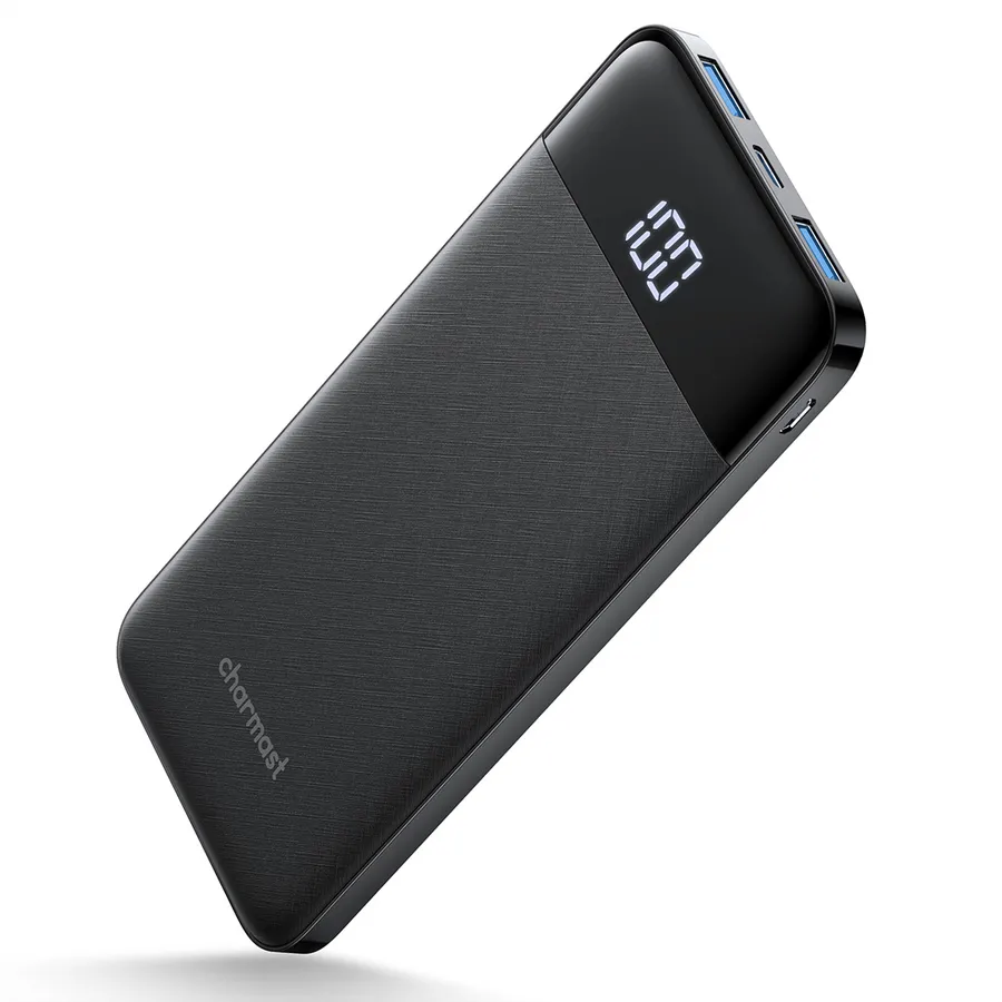 Powerbank CHARMAST W1056 / 10000mAh / 5V 3A / USB-C / USB-A / Micro-USB / LED Display - Zezë