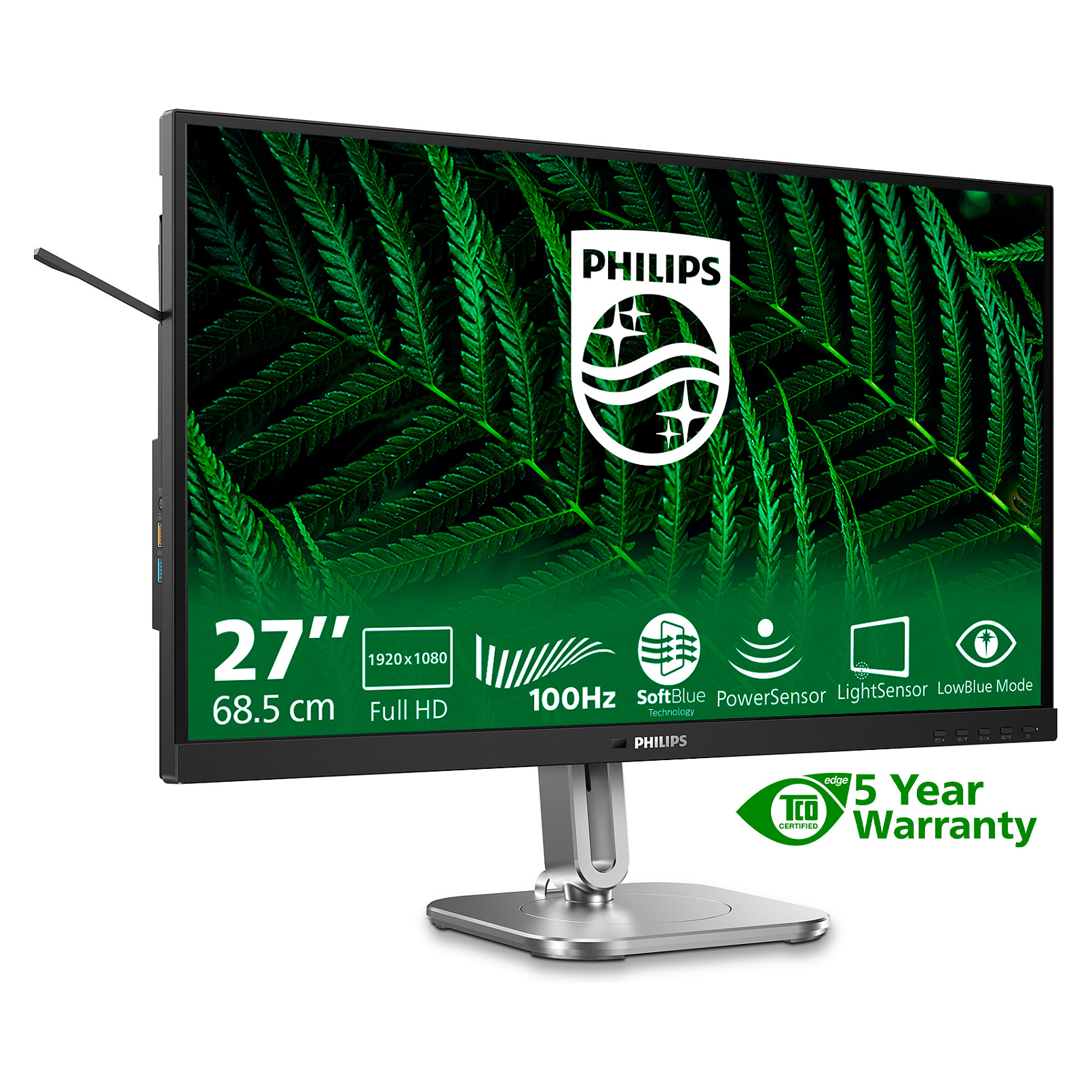 Monitor për punë Philips 27B2G5200 / 27" / Full HD LCD IPS / 100 Hz / 4 ms / USB + HDMI + DP / Zezë Gri - 4