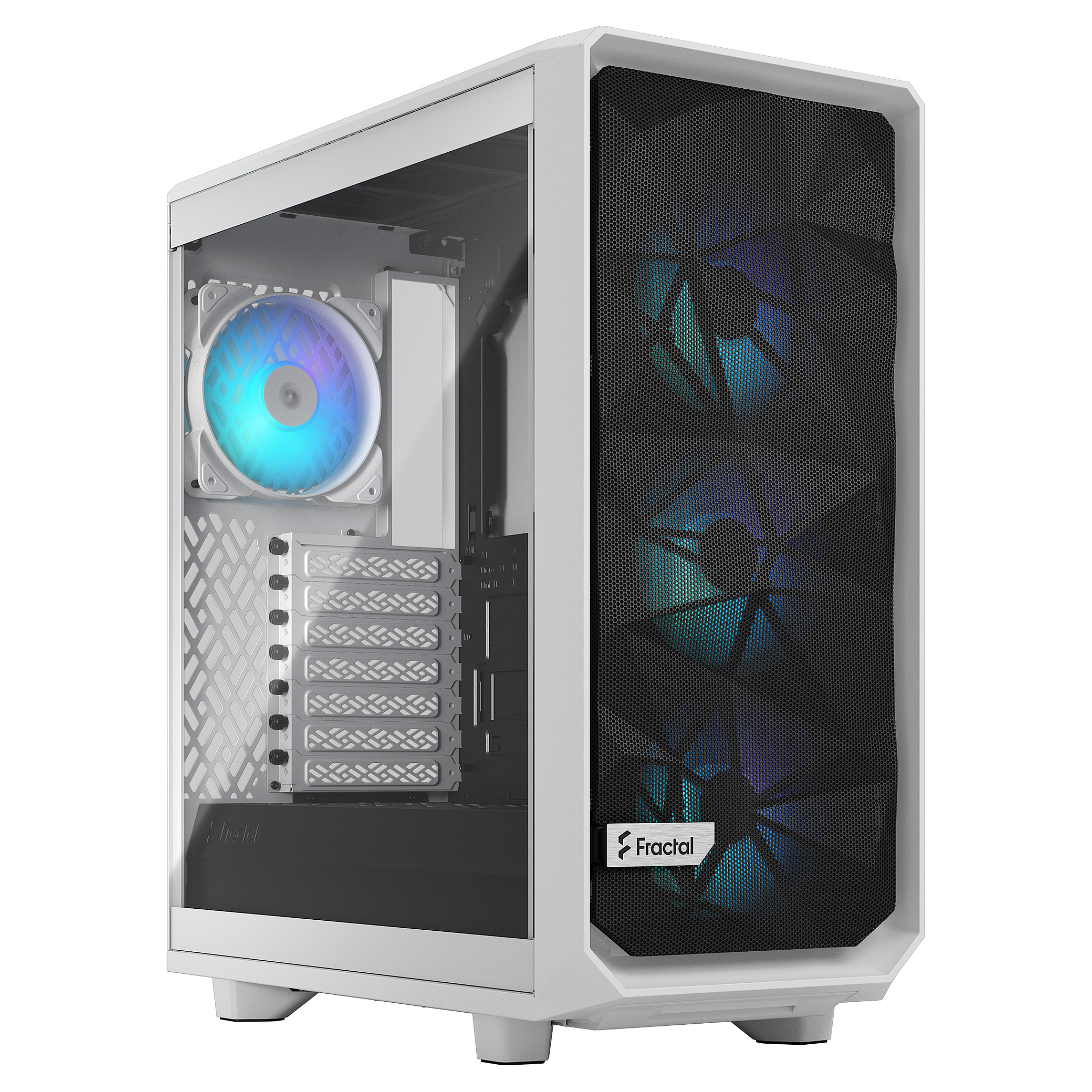 Kasë PC Fractal Design Meshify 2 Compact RGB / Mid Tower / ATX / 3x 120mm + 1x 120mm RGB Fan / Tempered Glass - Bardhë