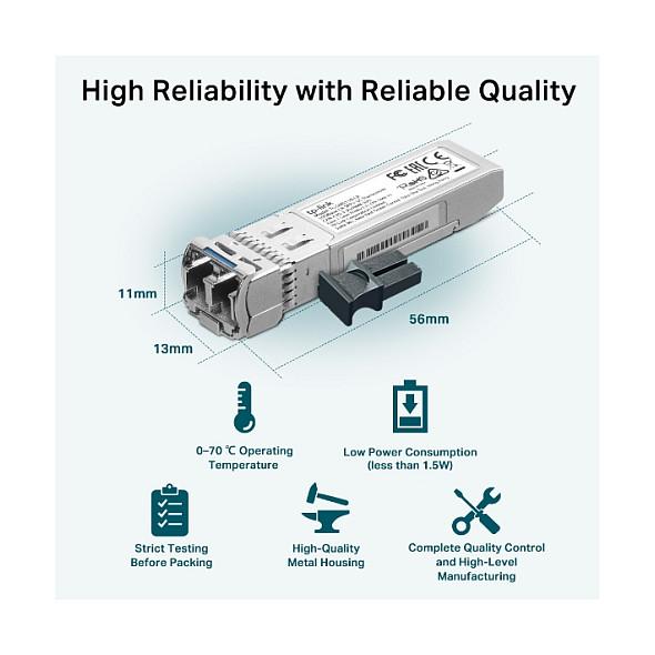 Transceiver SFP+ TP-Link Omada SM5110-LR, 10Gbps, Single-Mode, LC Duplex, 1310nm, deri në 10km - Hiri - 7