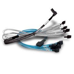 Kabllo SAS Broadcom 05-60005-00, SlimSAS SFF-8654 x8 në 2x U.2 SFF-8639, 1m