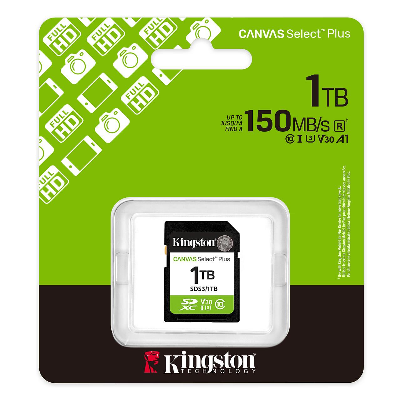 Kartë Memorie Kingston Canvas Select Plus Gen3 / 1TB / SDXC / UHS-I / Class 10 / U3 / V30 / deri 150MB/s Lexim / 32 × 24 × 2.1mm - Gjelbër/Zezë - 3