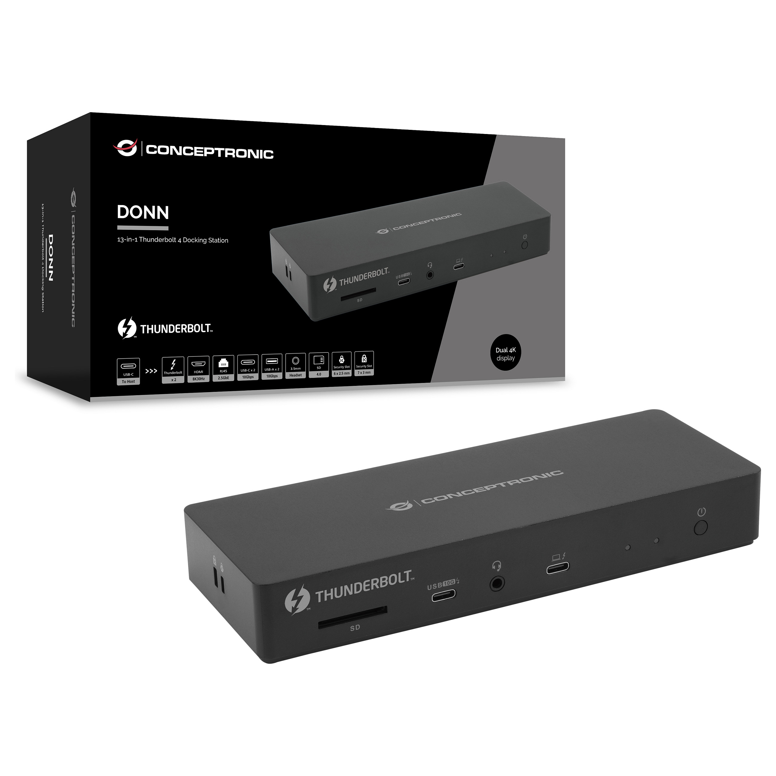 Docking Station CONCEPTRONIC 13-në-1 USB-C në HDMI/2xUSB-A/2xUSB-C 96W - Zezë - 8