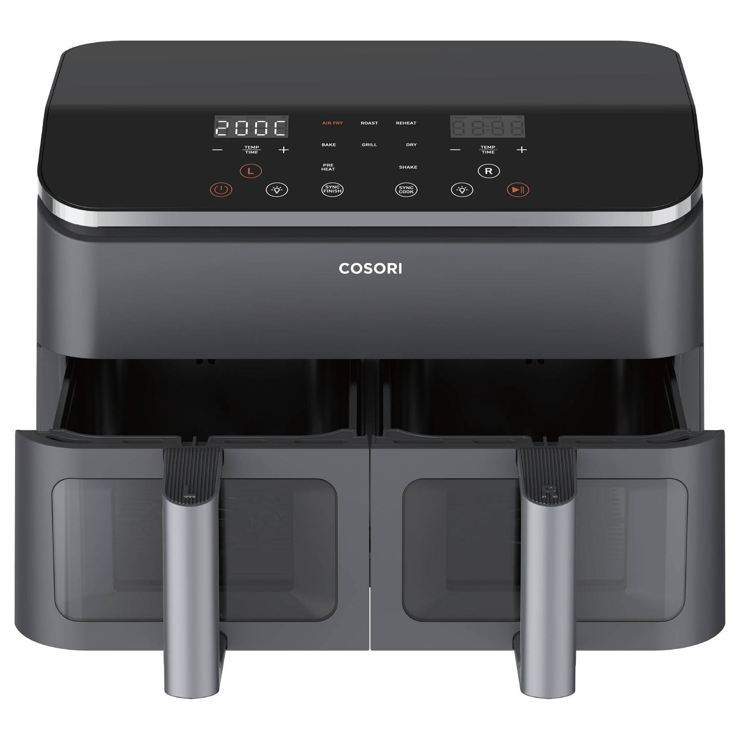 Fryer Cosori Dual Basket Chef Edition / CAF-R901-AEU / 8.5L / 1750W / 2 Koshë / 8 Programe / 35–230°C / LCD Touch / Sync Cook / Sync Finish – Zezë - 4