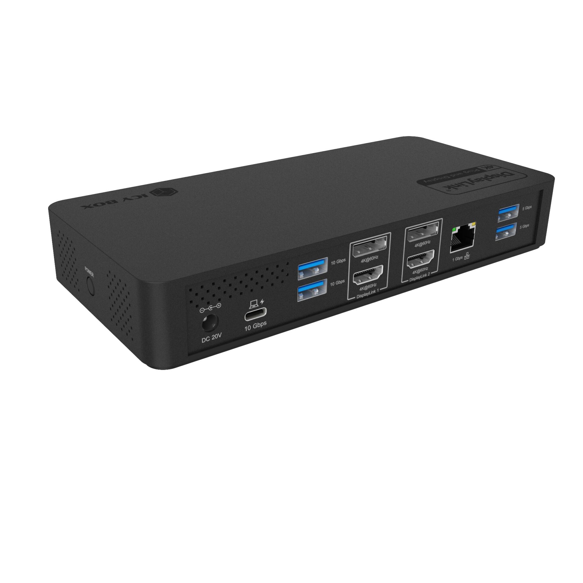 Docking Station ICY BOX IB-DK2255AC / 5x USB-A / 2x USB-C / 2x HDMI / 2x DisplayPort / Ethernet / Audio / 96W PD / 135W – Zezë