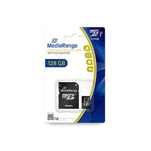 Kartë Memorie SD MediaRange MR945 / 128GB / microSDXC / UHS-I / U1 / Class 10 / 80MB/s - Zezë
