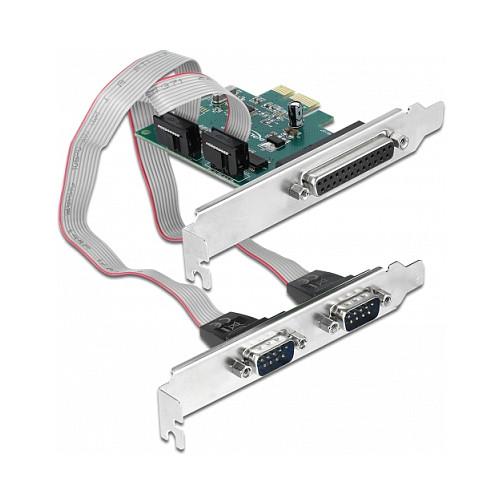 Kartë Zgjerimi PCI Express Delock 90413 / PCIe 1.1 x1 / 2x RS-232 DB9 + 1x Parallel DB25 / 460.8Kbps / Low Profile - 1