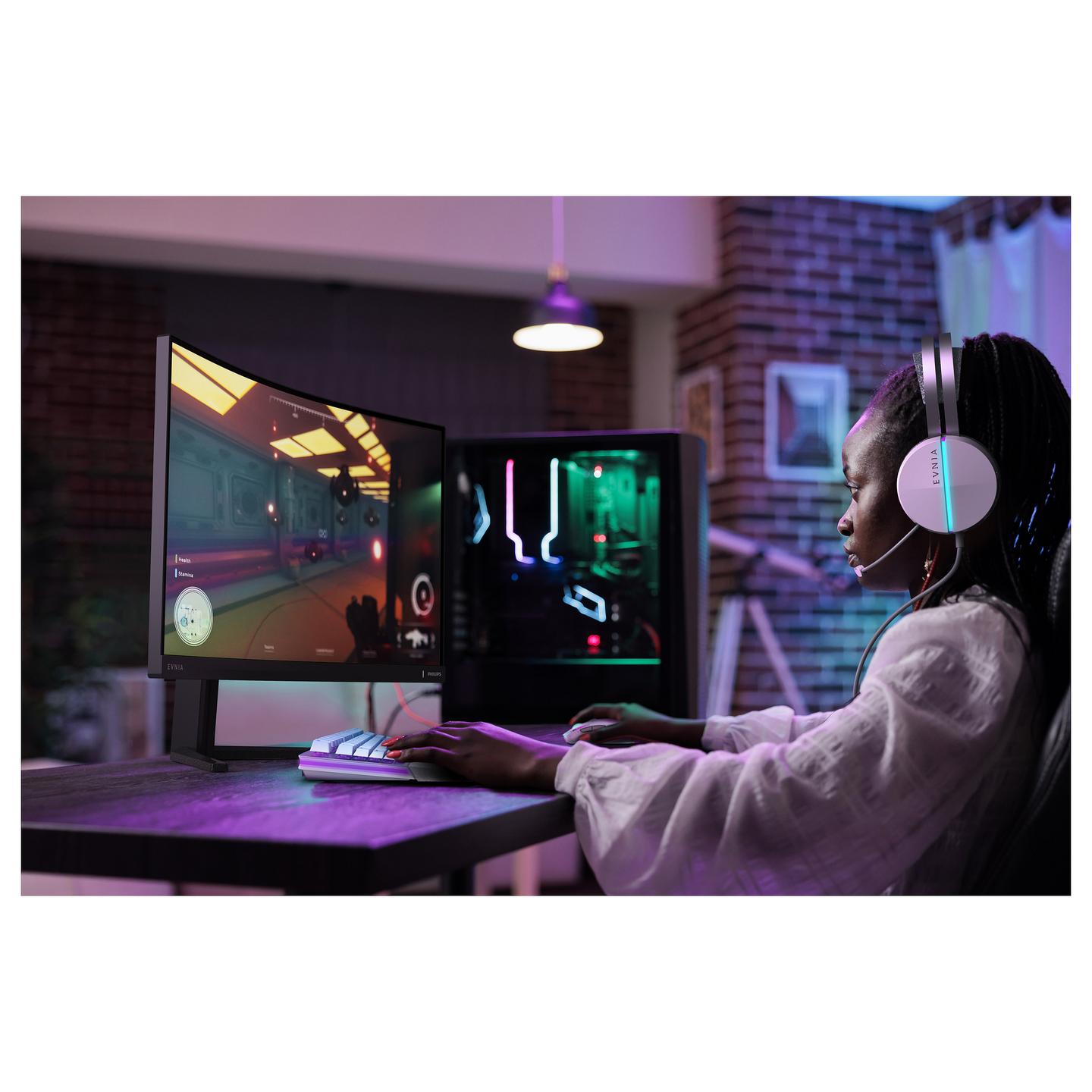 Monitor Gaming Philips Evnia 27M2C5200W/00 / 27″ / FHD Fast VA Curved / 280 Hz / 0.3 ms / DisplayPort + HDMI - Hiri - 9