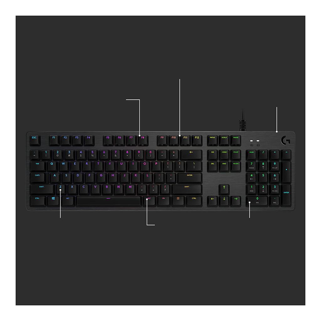 Tastierë Gaming Logitech G512 Carbon / GX Red Switches / Wired / US Language - Zezë - 13