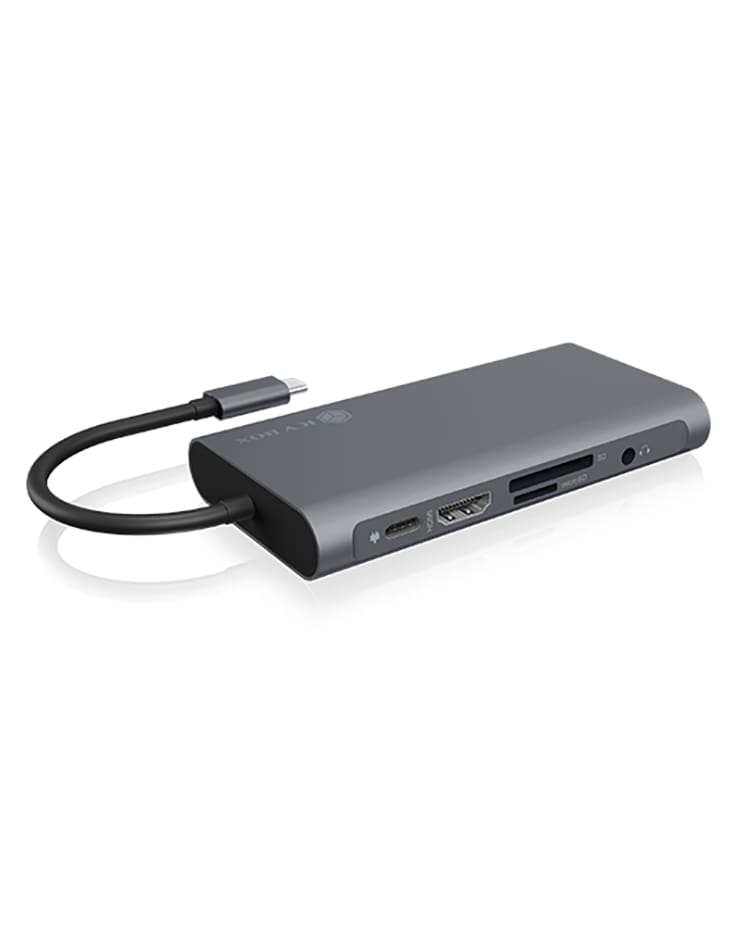 Docking Station Icy Box / USB-C në 3xUSB 3.0 / UDB-C / HDMI / VGA / LAN / SD / Kufje / microSD / 1000 Mbit/s / 5 Gbit/s / 4K UltraHD / 60Hz / Hiri - 2