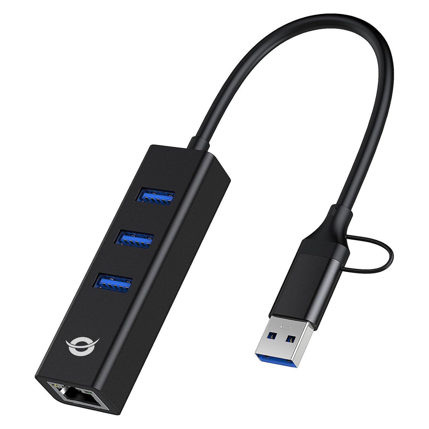 Hub Conceptronic DONN07BA, 3x USB-A, Gigabit Ethernet, USB 3.2 Gen 1, 5Gbps - Zezë - 2