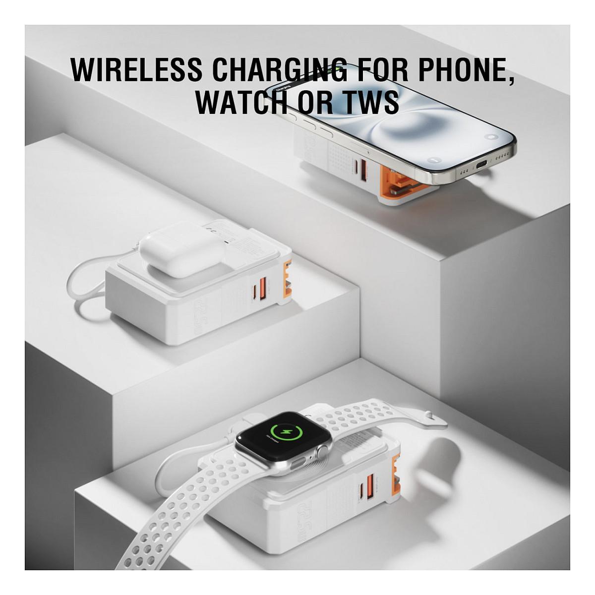 PowerBank 4smarts 6in1 Hybrid Charger / 10000mAh / USB-C 20W / USB-A 22.5W / Qi 15W - Bardhë - 8